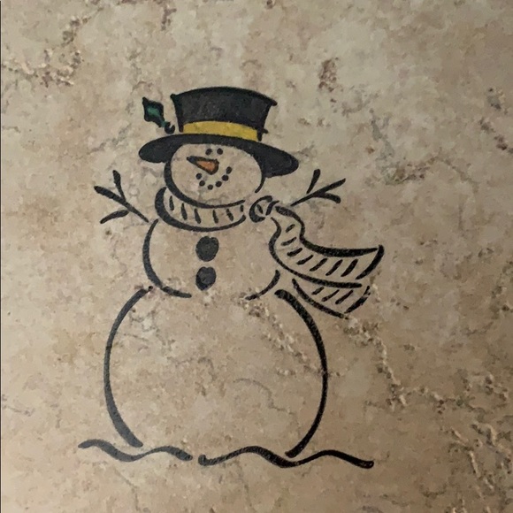 SOLD - Handmade Snowman trivet dec. tile - Picture 2 of 2